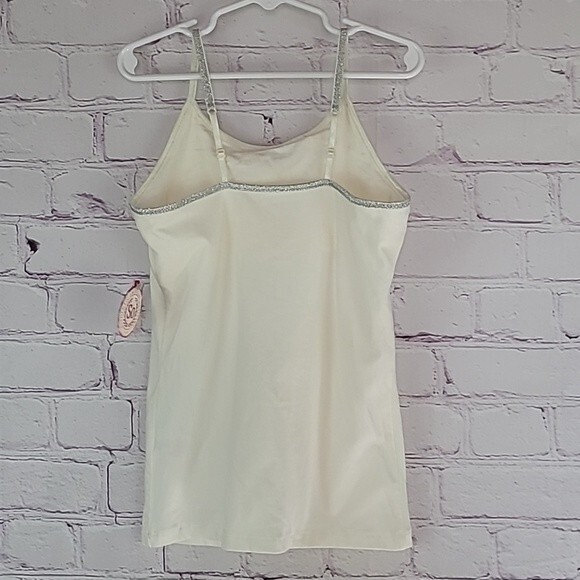 SO Ivory tanktop with silver trim/straps. Size 10 Girls. NWT - Picture 2 of 7